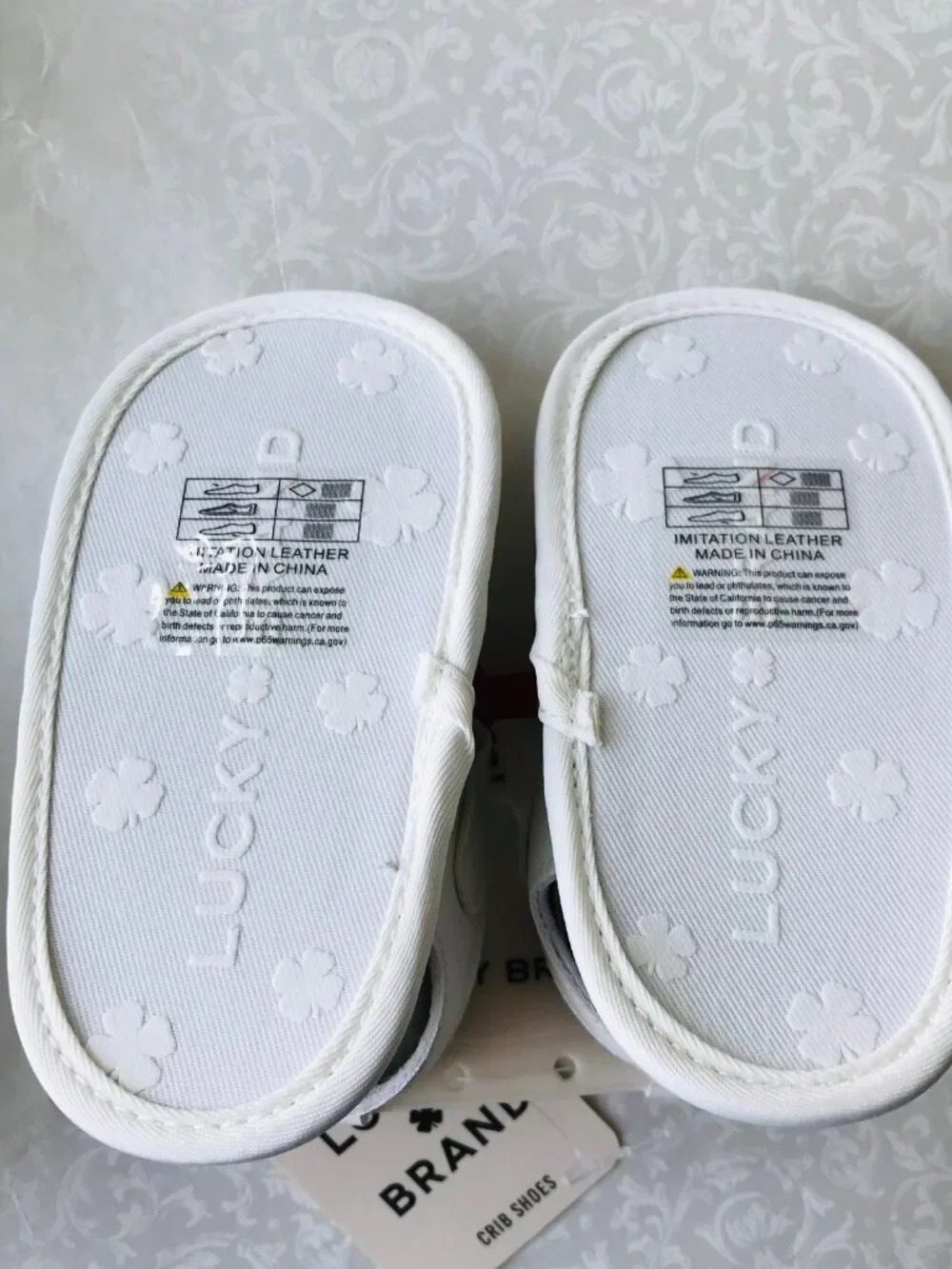 LUCKY BRAND Crib Shoes  Size : 3M (6-9M)  White Cherry Strap Closure